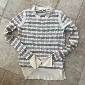 White + Warren 100% Cashmere Striped Sweater - Size SMALL - Luxurious & Classic